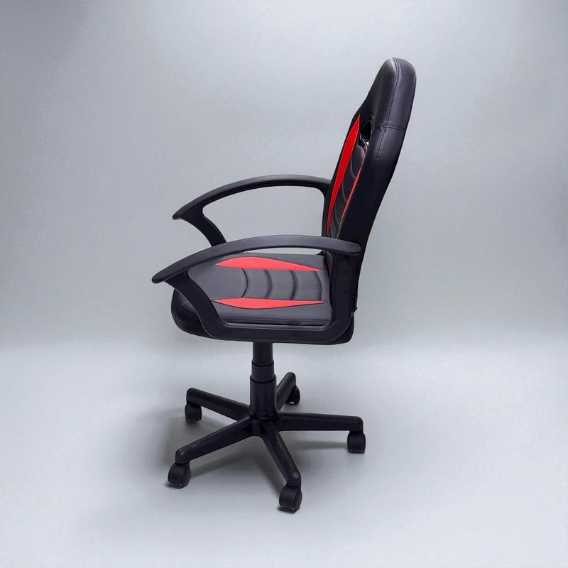 MAF furniture كرسي مكتب الألعاب MAF، أسود وأحمر، قابل للتعديل في الارتفاع مع قاعدة دوارة - Image 3